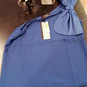 One shoulder royal blue blouse